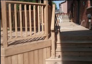 complete sanding and staining of old deck