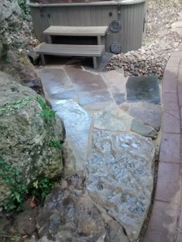 walkway to secluded hot tube